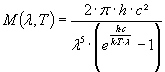 Die Plancksche Strahlungsformel gibt die Strahlleistung in Abhängigkeit der Temperatur und der Wellenlänge an.
